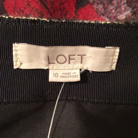 LOFT 10 Horizontal Stripes Multicolored Tweed Mini Skirt with Fringe Inset - Picture 9 of 12